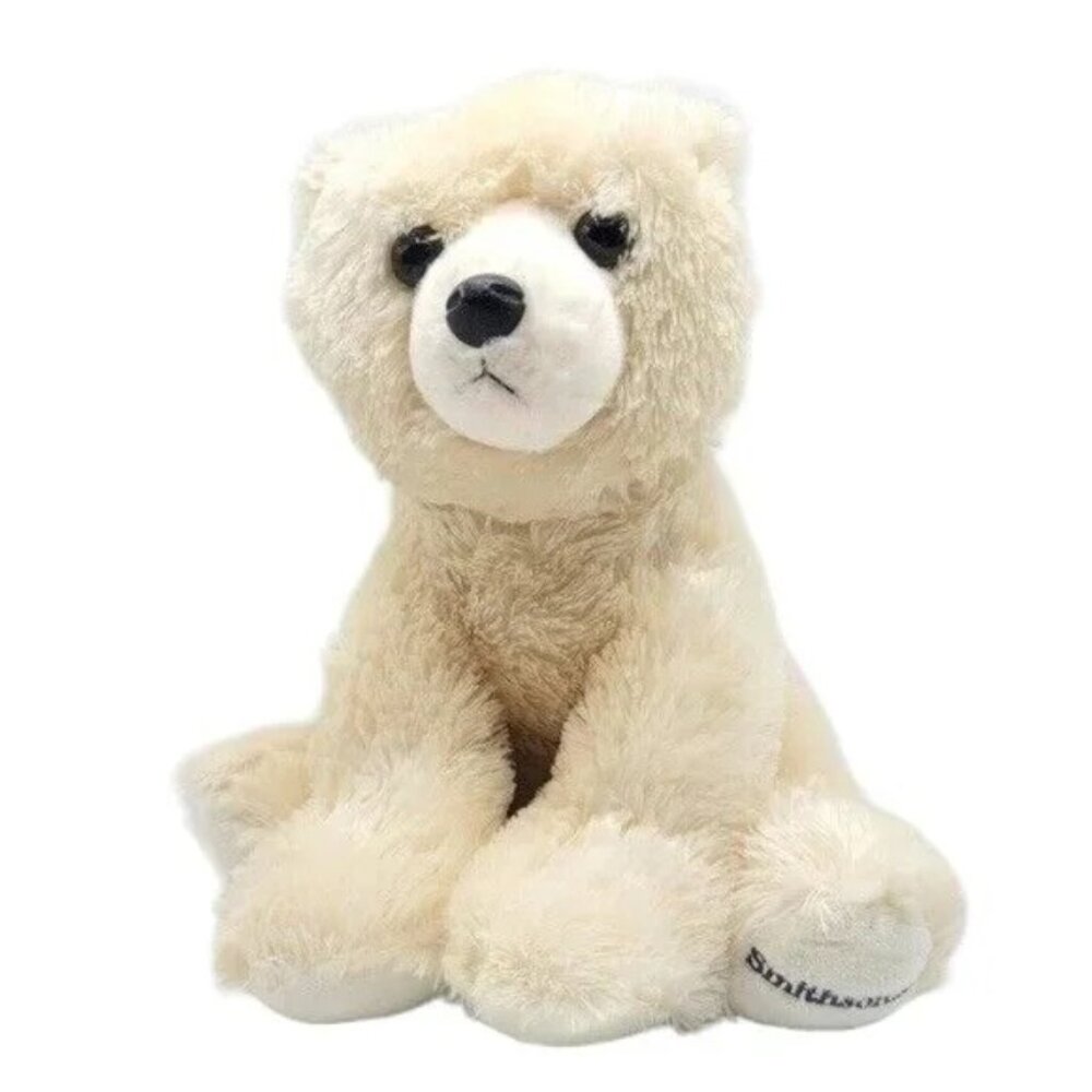 Smithsonian Polar Bear Plush Ivory 11" Sitting Embroidered Realistic Souvenir